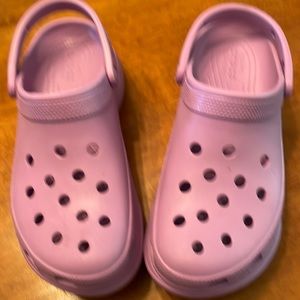 Lavender, platform crocs, size 10